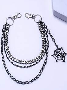1pc Fashionable Punk Style Vintage Multi-Layer Spider Web Chain Belt Waist Chain, Suitable For Men And Women