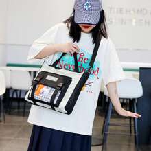 4pcs School Bags Set For Women Kawaii Backpack School Bag Rucksack With Crossbody Bag Cute Bags For College Women Secondary School Aesthetic Backpack With Accessories (Black)