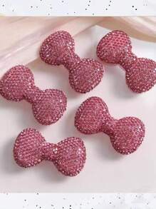 1件白色粉色镶满水钻手机壳装饰吊坠，奢华蝴蝶结装饰，可爱女孩手工发夹，冰箱贴配件，闪亮收纳盒，化妆镜，DIY工艺品，平底剪贴簿蝴蝶结吊坠（由于拍摄角度和图片放大原因，实物与图片尺寸存在一定差异。） - 彩色 - 查看 4