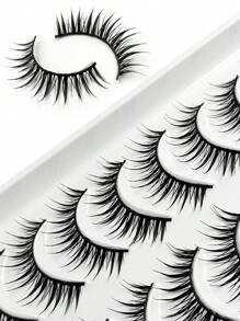 Asiteo 10 对尖刺漫画睫毛假睫毛 - 自然纤细睫毛，具有戏剧性的漫画设计，轻盈，动漫灵感 - 明亮眼妆效果日常佩戴