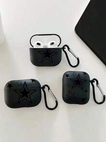 星形/花形耳机盒适用于 ，新款第四代 1/2、3/Pro/Pro2 无线耳机保护套，男朋友/女朋友礼物 - 星星圖形磨砂黑耳機套 - 查看 3