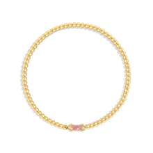 TUANZISP 1pc Women Birthstone Beaded Adjustable Bracelet, Luxury Gold Tone Stainless Steel Elastic Charm Bracelet, Elegant Birthday Gift For Her