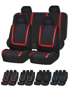 9pcs (5 Seats), 4pcs (2 Seats), 2pcs (1 Seat) Universal Car Seat Covers, U-Shaped Striped Patchwork Design, All Season Use, Easy To Clean, Fashion Interior Upgrade, Fit For General Cars, Effectively Protect Car Seats | Modern Seat Covers | Durable Seat Protection - Style a - View 2