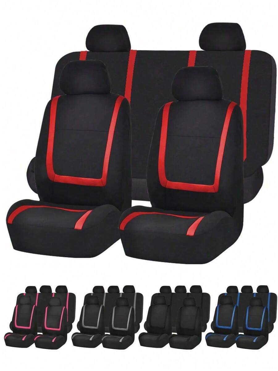 9pcs (5 Seats), 4pcs (2 Seats), 2pcs (1 Seat) Universal Car Seat Covers, U-Shaped Striped Patchwork Design, All Season Use, Easy To Clean, Fashion Interior Upgrade, Fit For General Cars, Effectively Protect Car Seats | Modern Seat Covers | Durable Seat Protection