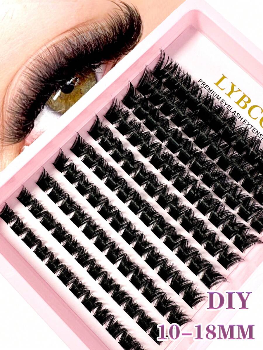 10排D型卷翘自然假睫毛，10-18毫米长睫毛簇，精致自然D型卷翘睫毛嫁接套装 - 宽幅DIY睫毛嫁接套装，单根睫毛簇套装，蓬松浓密柔软轻盈的簇状假睫毛，睫毛簇，单根假睫毛，睫毛，假睫毛