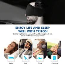 HITOZON 无线睡眠耳机套装，睡眠耳塞，3D睡眠眼罩无线耳机，配备超薄高清立体声扬声器，男女通用，完美适用于睡眠、运动、慢跑、瑜伽、失眠、航空旅行、冥想 - 黑色 - 查看 11