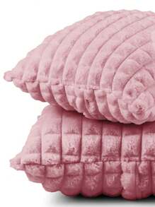 Kit Of 2 Cushion Covers 45cmx45cm Velvety In Soft Decorative Plush With Zipper - Peonía - Ver 2