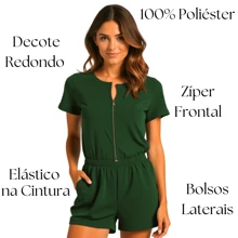 Curve And Plus Size Jumpsuit In Fleece With Zipper For Adult Women - Dark Green - View 3