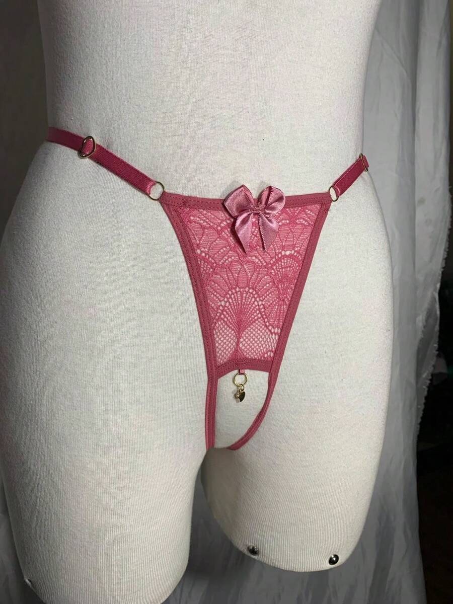 Thong Panties Pendant In Opening Panties In Women's Thongs Sexy Lace Lingerie Sensual Intimate Fashion - 粉色 - 查看 1