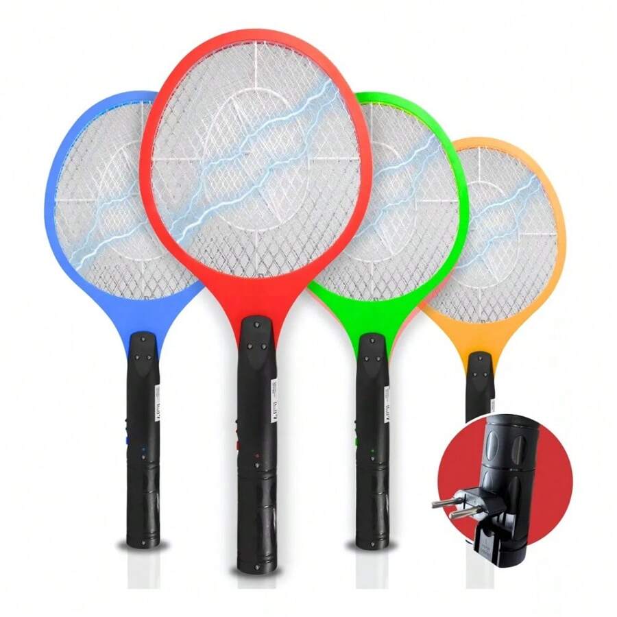 Raqueta eléctrica portátil para mosquitos, mata insectos recargable con luz LED, repelente de insectos para interiores y exteriores, silenciosa y segura, ideal para el verano