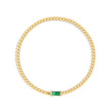 TUANZISP 1pc Women Birthstone Beaded Adjustable Bracelet, Luxury Gold Tone Stainless Steel Elastic Charm Bracelet, Elegant Birthday Gift For Her
