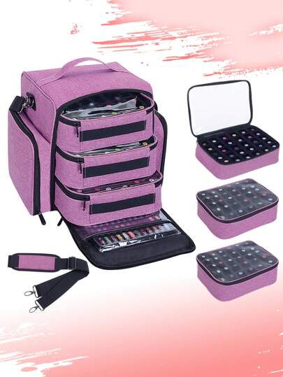 Organizador de Esmalte de Unhas de Grande Capacidade, Comporta até 90 Frascos (15ml/0,5 fl oz), Vem com 3 Bolsos Removíveis e 4 Bolsos com Zíper, Perfeito para Amantes de Arte de Unhas e Manicures.