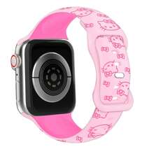 Sanrio Sanrio 1 Pc Sport Silicone Engraved Hello Kitty Watch Band Compatible With Apple Watch Band 40mm 38mm 41mm 44mm 45mm 42mm 46mm 49mm Women Men, Soft Wristband Waterproof Replacement Sport Band Compatible With Apple Watch Band Series10 9 8 7 6 5 4 3 2 1 SE Ultra Holiday Gift