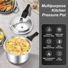 4L Stainless Steel Pressure Cooker,Pressure Cooker Gas Stove Cooking Pot Tall Pot Kitchen Pressure Pot Pressure Pot for Cooking Pressure Pots Home Pressure Pot Aluminum Alloy Gas Stoves 22L Induction Cooker,Compatible with Gas & Induction Cooker - Plateado - Ver 5