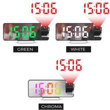 1 pieza Reloj despertador con proyección, Reloj despertador LED con proyección giratoria, Pantalla de temperatura, Brillo ajustable, Repetición, Pantalla digital grande de 7,6" para decoración del hogar, dormitorio, oficina
