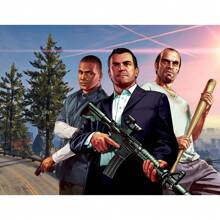 1 pièce Affiche murale avec cadre en option, Pop Art GTA 5 Vices, la capitale sainte, 5 stars, bon citoyen, trio de voyous, photo de groupe magnifique. Collection d'affiches artistiques à décorer la salle de jeu. Peinture HD cadeau de décoration