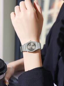 1pc Luxury Women's Quartz Watch, Bezel Decorated With Premium Rhinestones, Stainless Steel Band, Suitable For Daily Commute, Travel And Everyday Wear - one-size - View 11