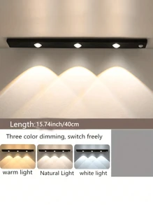 1 件猫眼传感器橱柜灯 USB 可充电运动传感器灯，LED 灯条，可调光 3 种颜色可选，适用于厨房、衣柜、橱柜、卧室、走廊 - 三色光 - 查看 17