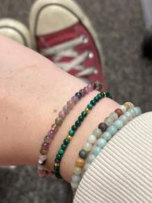 YAUKIA Delicada pulsera minimalista de malaquita y obsidiana negra - Pulsera delicada de piedra natural de malaquita - Pulsera de capas de cristal de malaquita y obsidiana - Regalo de piedra de nacimiento para mamá, esposa, amigas