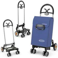 Lifezeal Folding Shopping Cart Utility Hand Truck With Rolling Swivel Wheels, Removable Bag & Cozy Handle Blue
