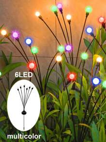 1/2 件装太阳能户外花园萤火虫摇曳装饰灯 6/8/10LED 暖白光/多色光 夜间自动开关 柔性灯管可自由弯曲 适用于花园草坪花坛