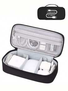 电子配件旅行收纳包，便携式旅行必备小袋，可收纳数据线、硬盘、移动电源（拉链款随机发货） - 黑色 - 查看 9