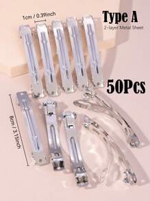 5-100pcs/Pack Regular Simple Metal Snap Hair Clips Claw Clips Hair Claws Hair Barrettes, School Stuff, Hair Accessories, Head Accessories, Hair Accessories For Women - Silver - View 13