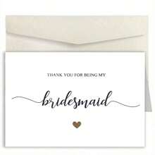 1 pieza, Tarjeta de felicitación sincera para la boda, tarjeta de felicitación para dama de honor con sobre. Palabras simples y sinceras talla grande diseño de corazón, adecuado para el lugar de la boda. La tarjeta perfecta para enviar a las damas de honor al final de la boda. Tarjeta de agradecimiento (12cm/4.7in X 17cm/6.7in)