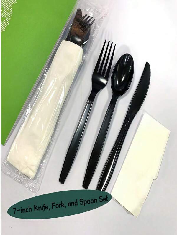 50 Sets Of Disposable Tableware, Individually Packaged Including: 50 Forks, 50 Knives, 50 Spoons, 50 Napkins, 50 Toothpicks, Perfect For Holidays, Weddings, Banquets, Parties, Barbecues, Vacations, Picnics, Camping, Bachelorette Parties, Restaurants, Takeout, Back-To-School Season