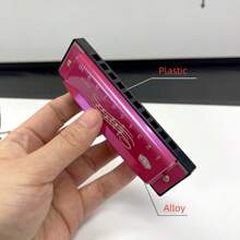 1pc New 10-Hole Titanium Alloy Harmonica With Box, Portable Harmonica For Beginner, Musical Education Tool - Multicolor - View 3