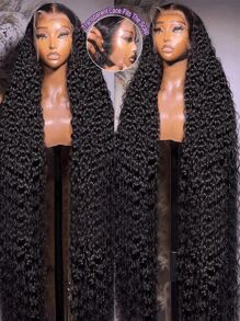 MECRY 10 英寸-40 英寸 200% 密度假发 人发前额头发预拔 13x4 4*4 5*5 13*6 高清深波浪蕾丝前额假发 女士人发前额头发 12A 卷发前额假发 人发前额头发漂白结与婴儿头发混合头发 - 自然色&黑色系 - 查看 3