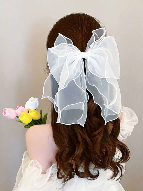 قطعة واحدة من كليبات شعر للنساء, كليب شعر كبير من الشبكة على شكل فراشة بنفحة وردية أحلامية كأميرة، كليب علوي يثبت على مؤخرة الرأس