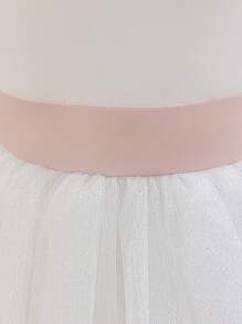 2pcs Baby Girls 0-2 Years Old Outfit Set Mini Dress, White Christening Robe Suitable For Role Play Party - White - View 8