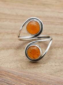 Carnelian 925 Sterling Silver Gemstone Adjustable Ring - 瑪瑙 - 查看 2