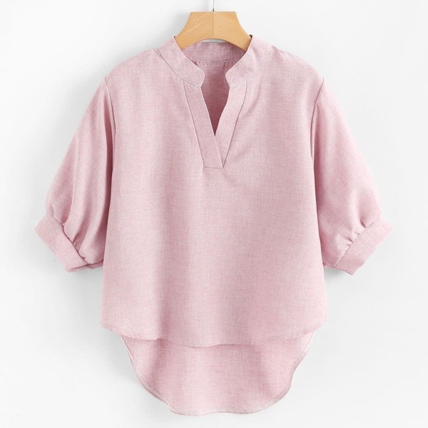 

Lantern Sleeve Dip Hem Blouse
