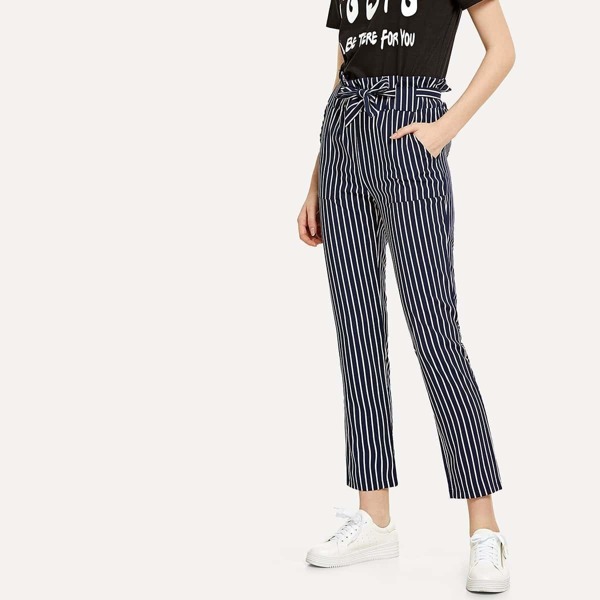 Tie Waist Striped Pants