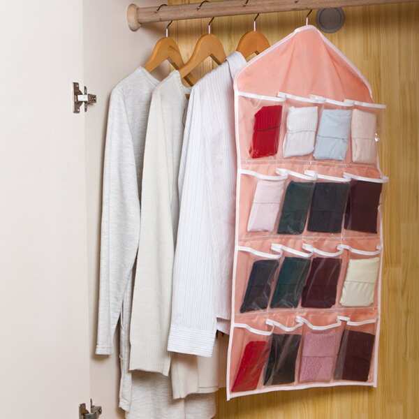 

Multi Pocket Wall Hanging Organizer, Pink