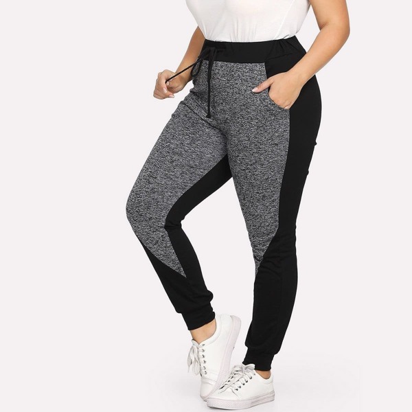 

Plus Color Block Drawstring Waist Sweatpants