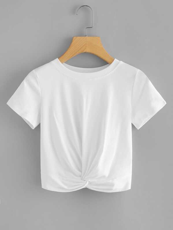 

Twist Front Crop Tee, White