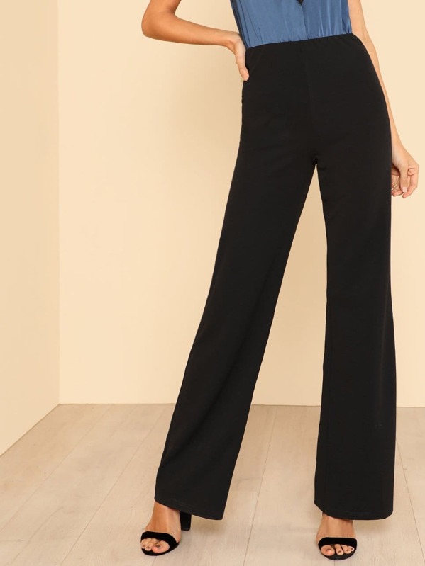 

High Waist Straight Pants, Black, Racquelle Lawrence