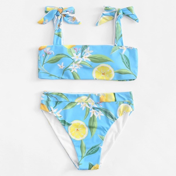 

Flower Print Knot Bikini Set