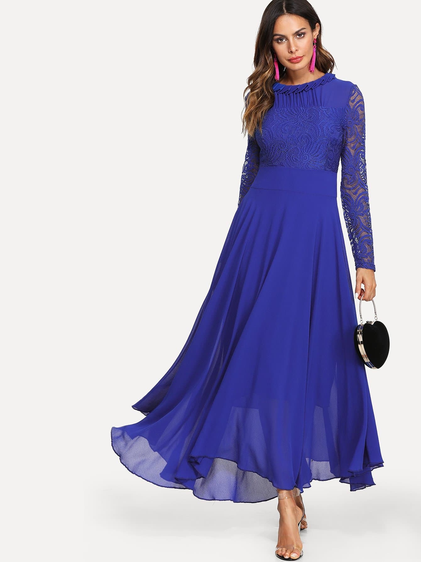 contrast lace flowy dress