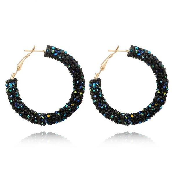 

Glitter Stone Hoop Earrings 1pair, Green