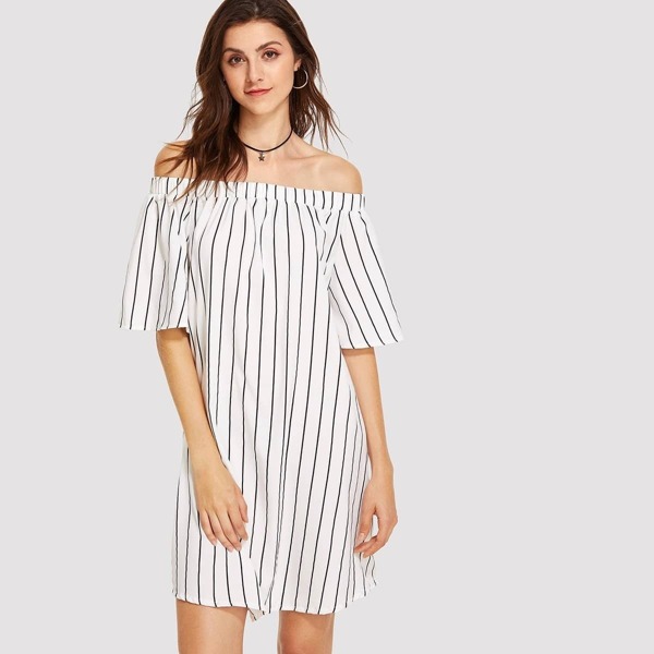 

Off Shoulder Striped Dress
