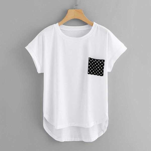 

Pocket Patched Dip Hem Tee