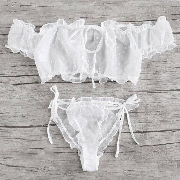 

Lettuce Trim Mesh Lingerie Set