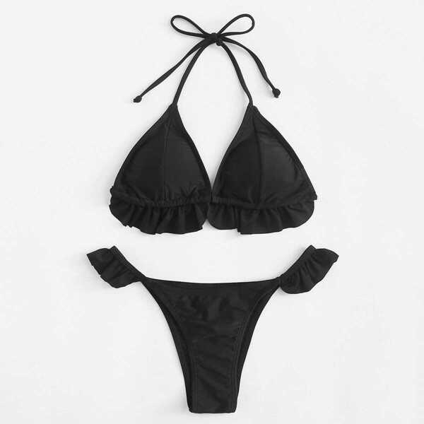 

Ruffle Halter Bikini Set