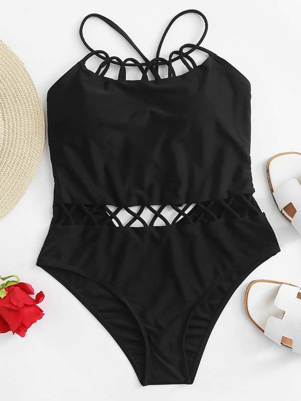 

Criss Cross Swimsuit, Black