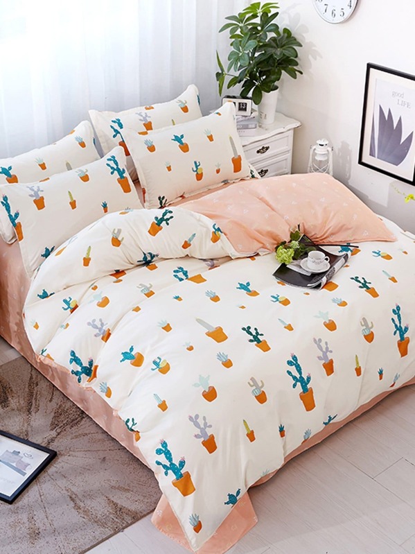 Cactus Print Duvet Cover Set Shein Sheinside