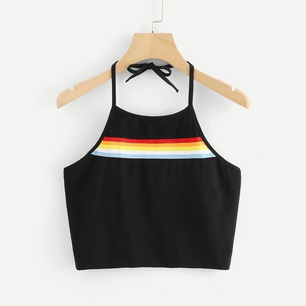 

Striped Tape Halter Top